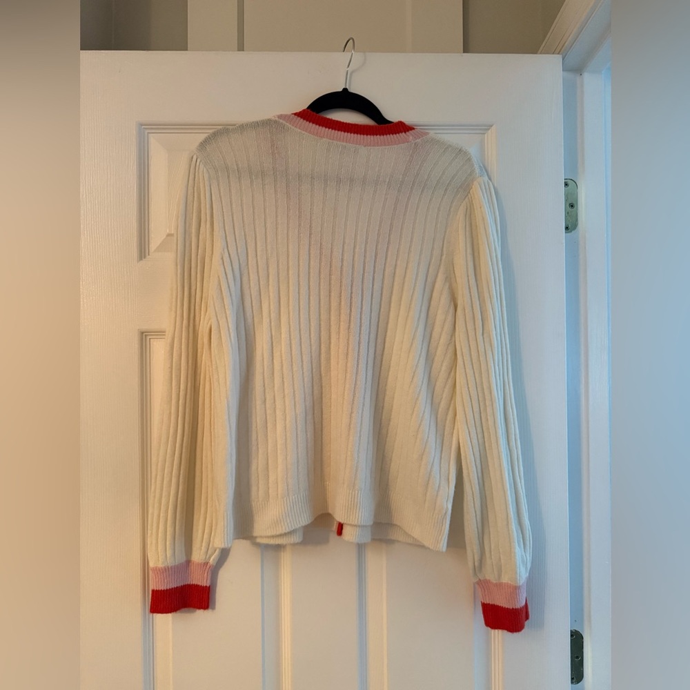 Loft Petite Puff Sleeve V-Neck Cardigan - Picture 3 of 4